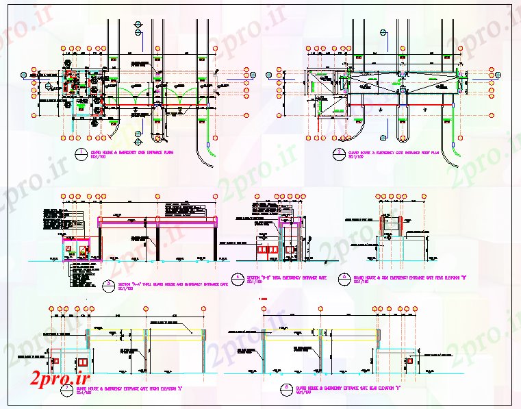 دانلود نقشه مسکونی  ، ویلایی ، آپارتمان  ورودی GATE و گارد خانه (کد59142)