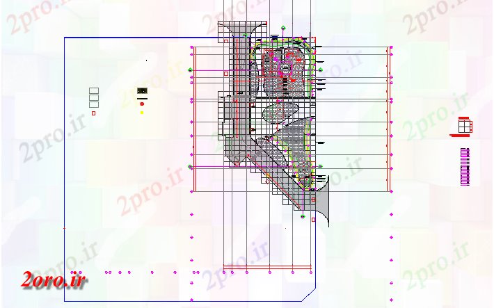دانلود نقشه باغ جزئیات محوطه سازی 33 در 40 متر (کد59180)