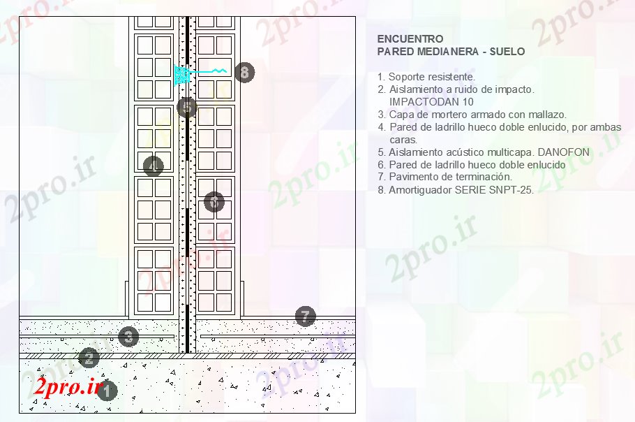 دانلود نقشه جزئیات ساخت و ساز جزئیات عایق صوتی (کد59261)