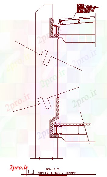 دانلود نقشه جزئیات ساخت و ساز جزئیات نیم اشکوب اتصال فولاد و ستون (کد59274)