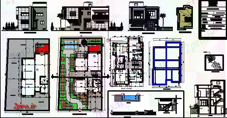 دانلود نقشه دانشگاه ، آموزشکده ، مدرسه ، هنرستان ، خوابگاه - Villade 3 dormitorios 10 در 14 متر (کد59286)