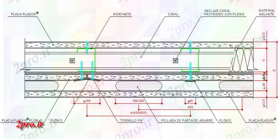 دانلود نقشه جزئیات ساخت و ساز گچ صفحات pladur-blockradilogicalprotection-sectin-5files (کد59295)