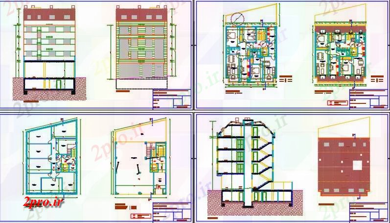 دانلود نقشه مسکونی ، ویلایی ، آپارتمان محوطه 12 در 17 متر (کد59301)
