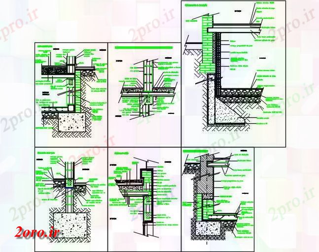 دانلود نقشه جزئیات ساخت و ساز بخش سازنده بلوک بتن (کد59303)