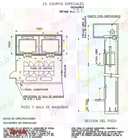 دانلود نقشه جزئیات ساخت و ساز نصب و راه اندازی آسانسور (کد59358)