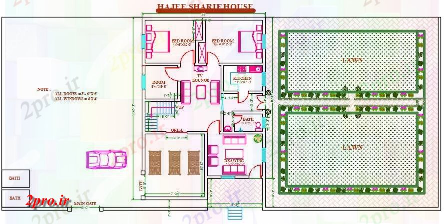 دانلود نقشه مسکونی ، ویلایی ، آپارتمان Hajee شریف خانه 10 در 15 متر (کد59359)