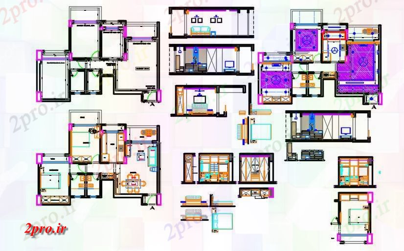 دانلود نقشه مسکونی ، ویلایی ، آپارتمان خانه زینب 8 در 13 متر (کد59396)