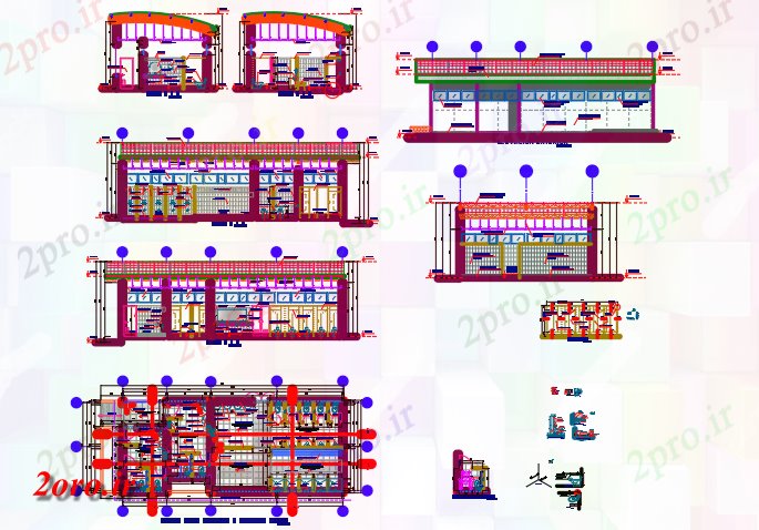 دانلود نقشه داخلی خانه طرحی توالت حمام و پانسمان جزئیات منطقه 24 در 60 متر (کد59437)