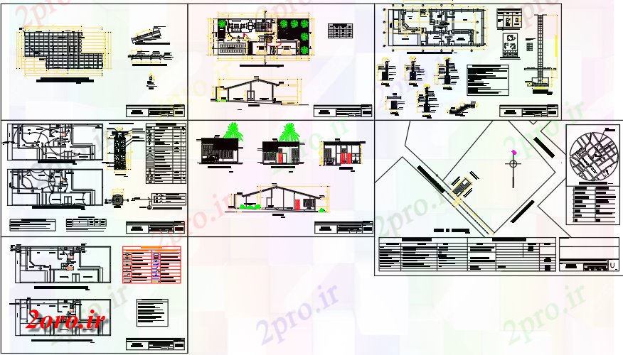 دانلود نقشه خانه های کوچک ، نگهبانی ، سازمانی - اطلاعات مسکن خانواده 8 در 15 متر (کد59485)