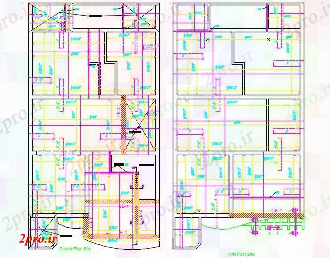 دانلود نقشه مسکونی ، ویلایی ، آپارتمان ساختار خانه 5M 7 در 12 متر (کد59503)