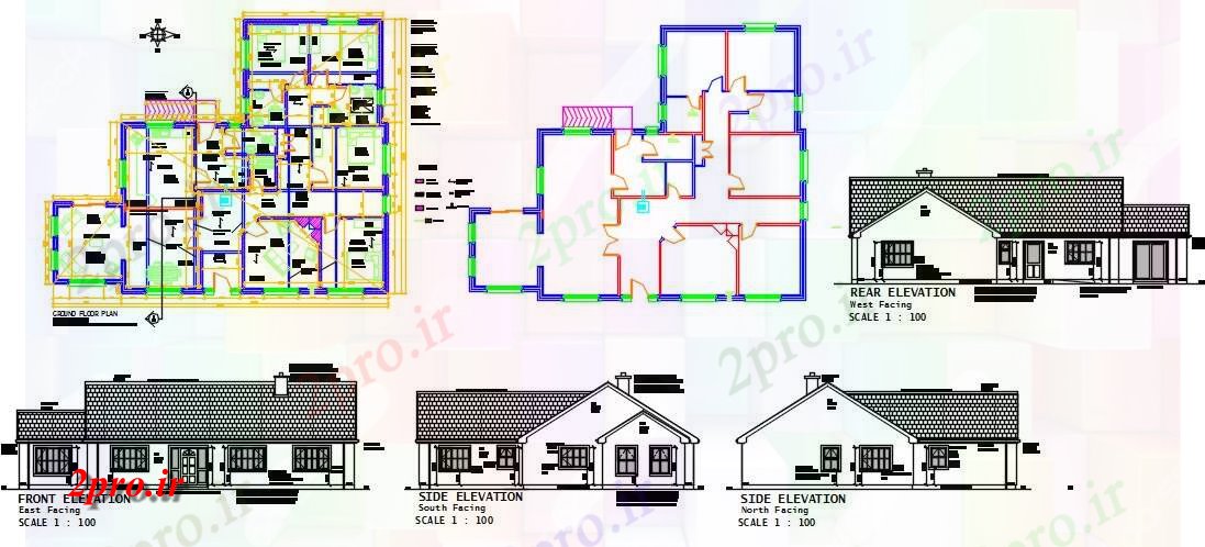 دانلود نقشه مسکونی ، ویلایی ، آپارتمان طراحی خانه 15 در 19 متر (کد59505)