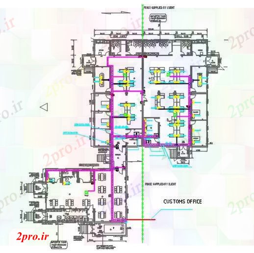 دانلود نقشه ساختمان دولتی ، سازمانی شبکه خانه های سفارشی 25 در 44 متر (کد59523)