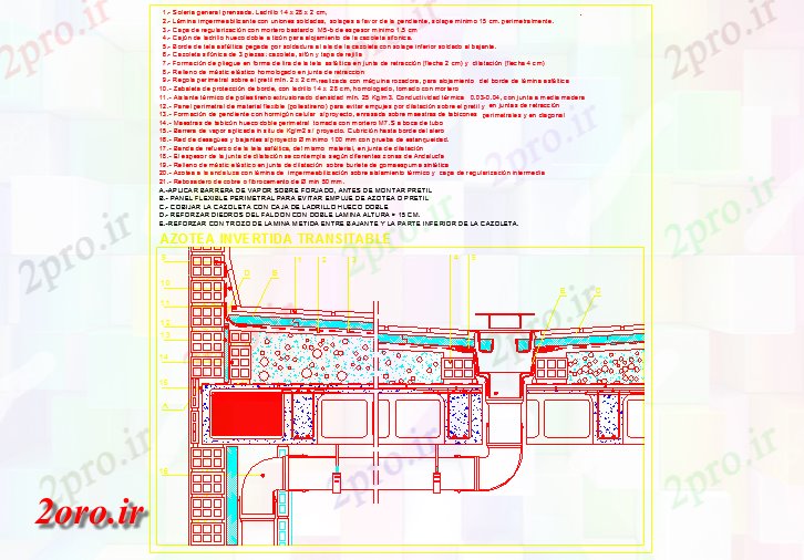 دانلود نقشه جزئیات ساخت و ساز جزئیات سقف مسطح سرمایه گذاری (کد59538)