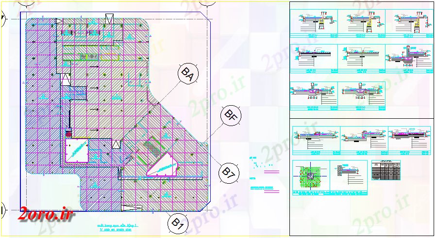 دانلود نقشه جزئیات ساخت و ساز جزئیات دال (کد59575)