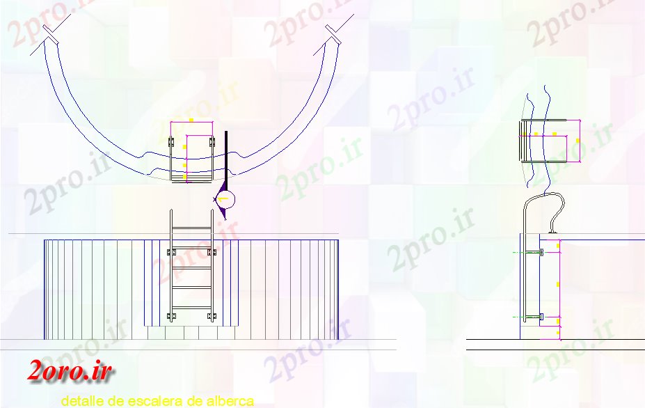 دانلود نقشه جزئیات ساخت و ساز راه پله در مخزن (کد59581)