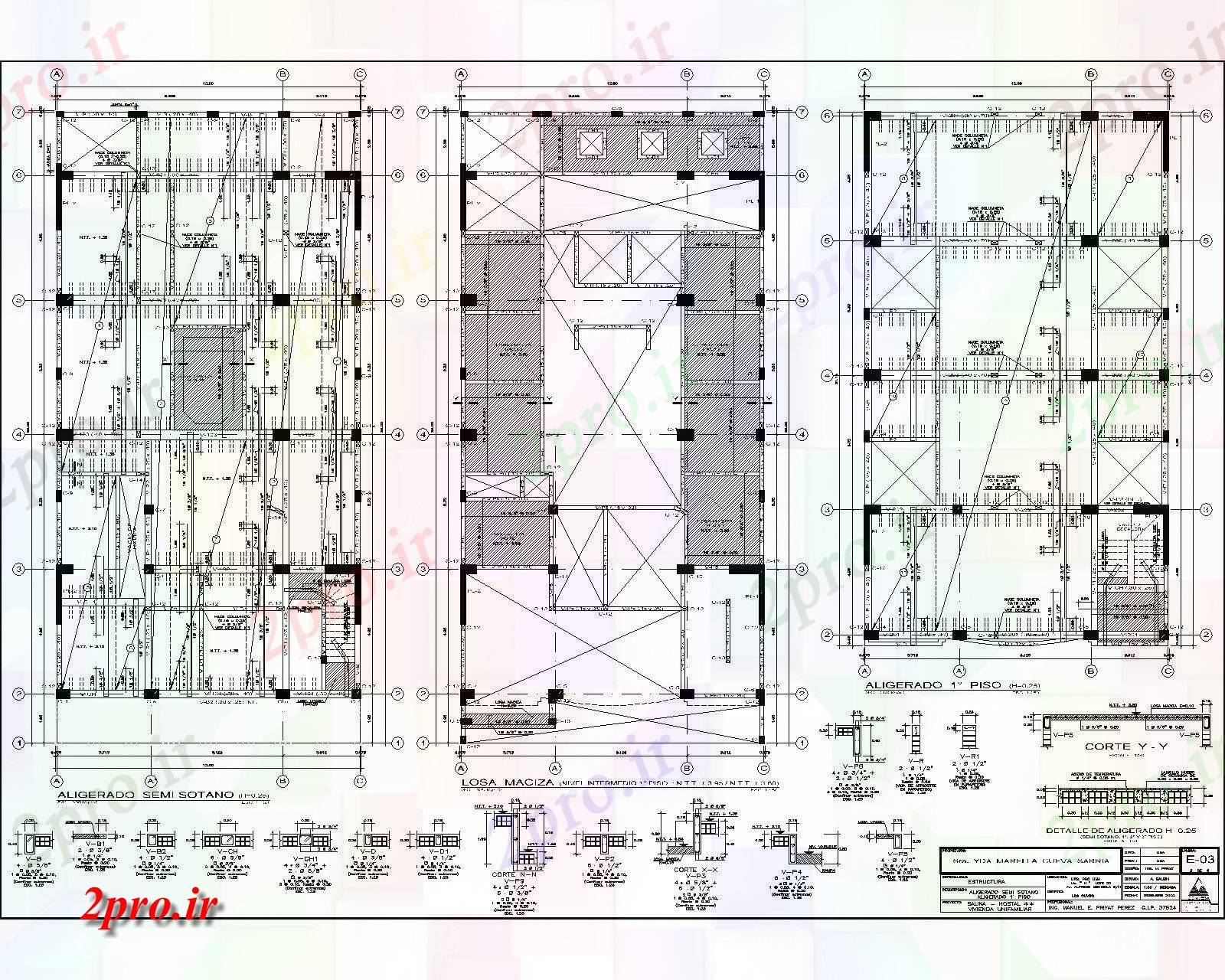 دانلود نقشه پلان مقطعی سازه PROYECT هتل سونا (کد59621)