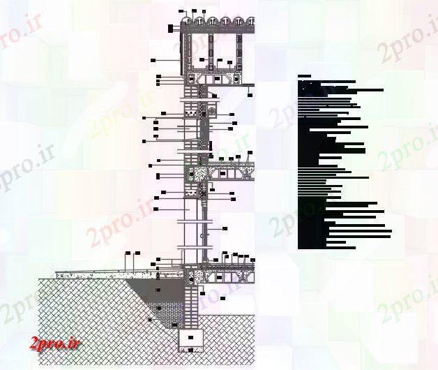 دانلود نقشه جزئیات ساخت و ساز بخش از خانه شهر (کد59668)