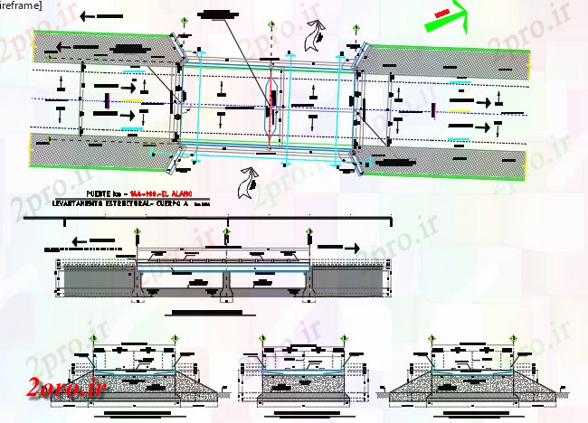 دانلود نقشه جزئیات ساخت و ساز پل سازه (کد59715)