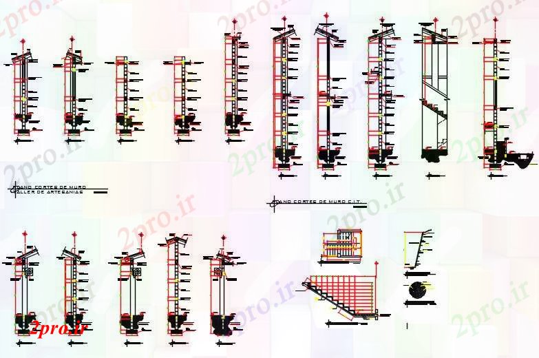 دانلود نقشه جزئیات ساخت و ساز قطع جزئیات دیوار (کد59743)