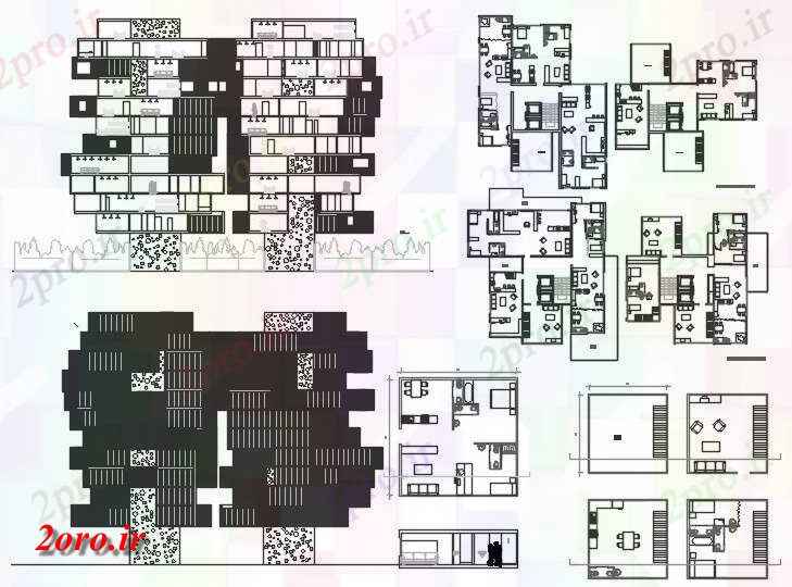 دانلود نقشه مسکونی ، ویلایی ، آپارتمان مسکن برای هنرمندان 13 در 22 متر (کد59750)