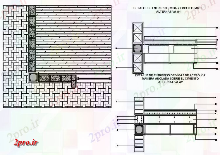 دانلود نقشه جزئیات ساخت و ساز دال بتن مسلح با آجر و بلوک (کد59755)