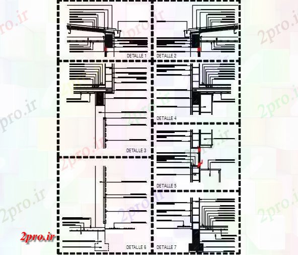 دانلود نقشه جزئیات ساخت و ساز جزئیات دیوار مسکن بلبرینگ (کد59772)