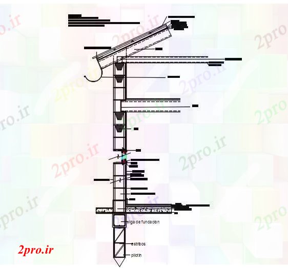 دانلود نقشه جزئیات ساخت و ساز برش جلو بلوک بتن (کد59779)