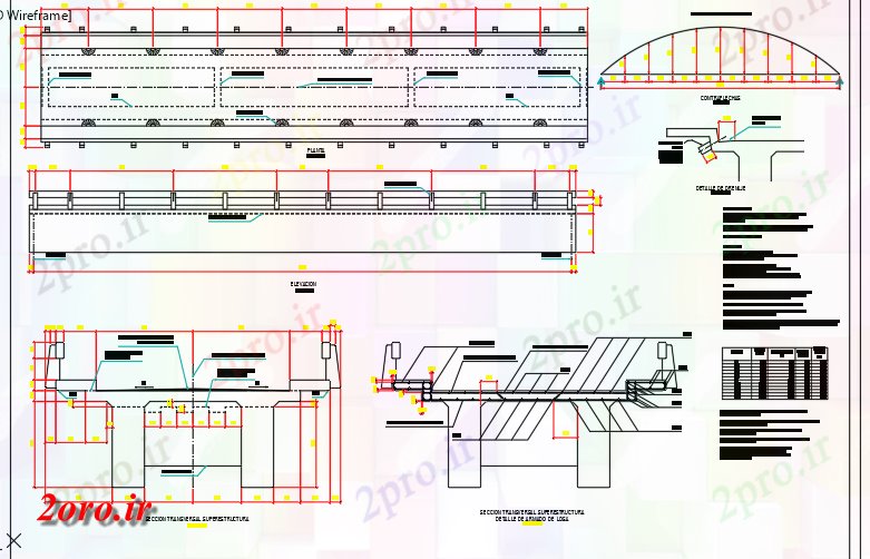 دانلود نقشه جزئیات ساخت و ساز پل بتنی مسلح (کد59803)
