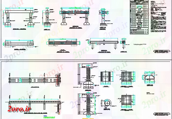دانلود نقشه جزئیات ساخت و ساز جزئیات یک پل (کد59809)