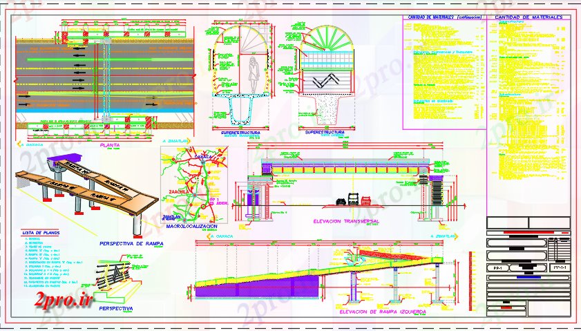 دانلود نقشه جزئیات ساخت و ساز جزئیات پل عابر پیاده (کد59826)