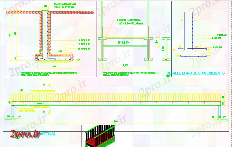 دانلود نقشه جزئیات ساخت و ساز جزئیات پل پا (کد59846)