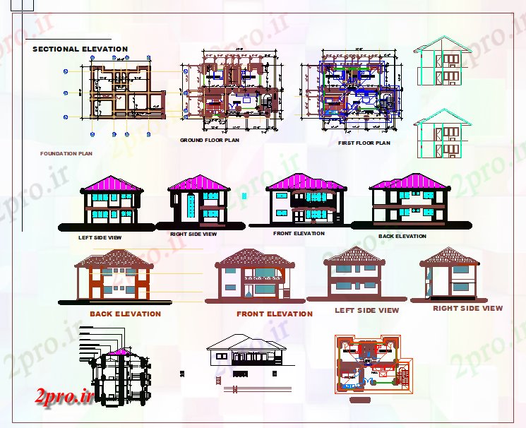 دانلود نقشه مسکونی ، ویلایی ، آپارتمان طرحی روم خانه 8 در 10 متر (کد59860)