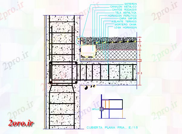 دانلود نقشه جزئیات ساخت و ساز سقف مسطح (کد59865)