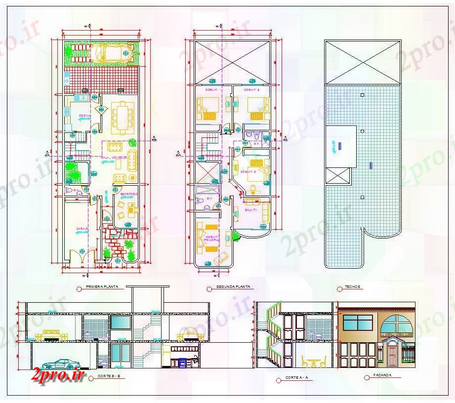 دانلود نقشه مسکونی ، ویلایی ، آپارتمان طرحی مسکن 7 در 21 متر (کد59919)