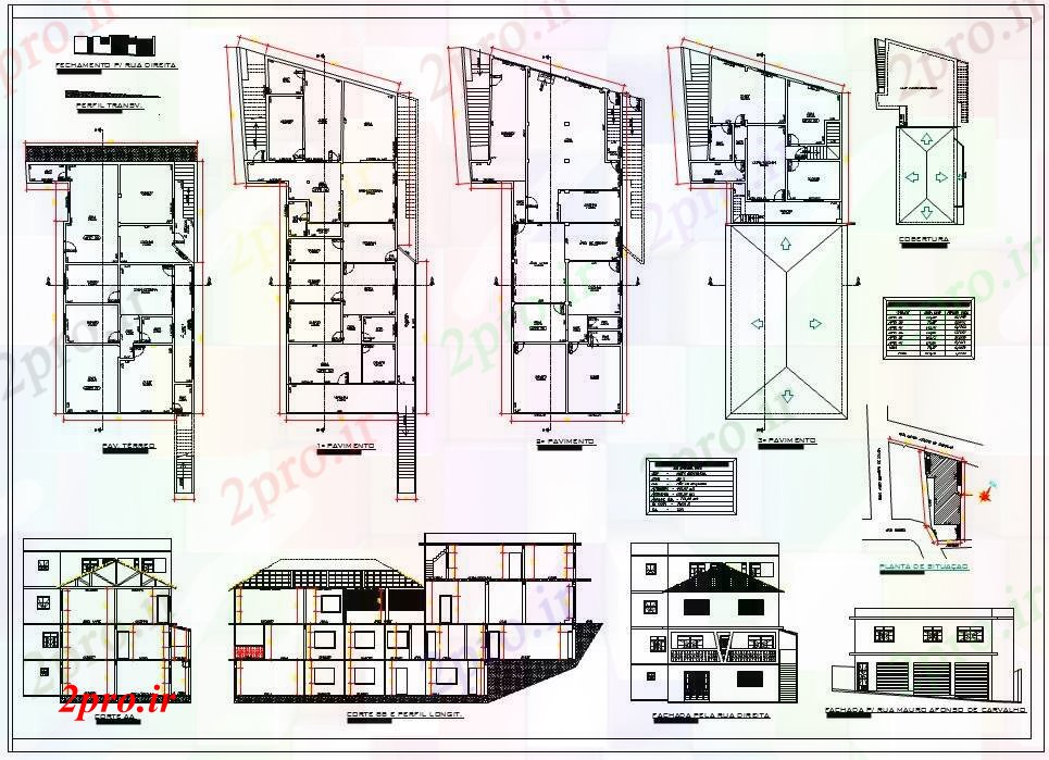 دانلود نقشه مسکونی ، ویلایی ، آپارتمان خانه سطح 3 12 در 25 متر (کد59920)