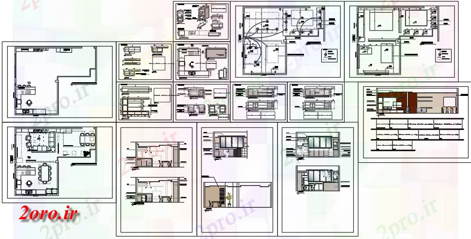 دانلود نقشه جزئیات ساخت و ساز زندگی جزئیات آشپزخانه و (کد59992)