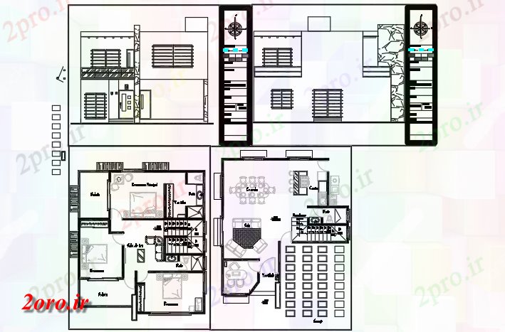 دانلود نقشه جزئیات ساخت و ساز جزئیات خانه 3bhk (کد59999)