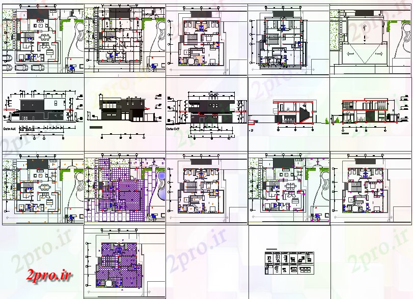 دانلود نقشه باشگاه گلف پروژه خانه های باشگاه 10 در 15 متر (کد60032)