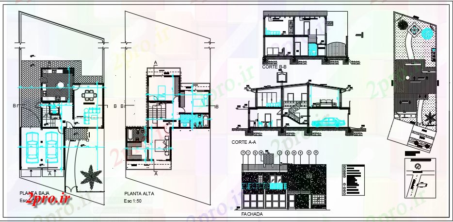 دانلود نقشه جزئیات ساخت و ساز دو طبقه خانه شهر (کد60051)