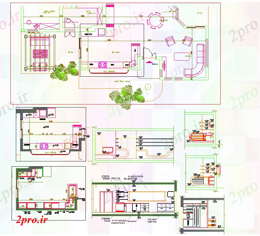 دانلود نقشه آشپزخانه طراحی آشپزخانه (کد60054)