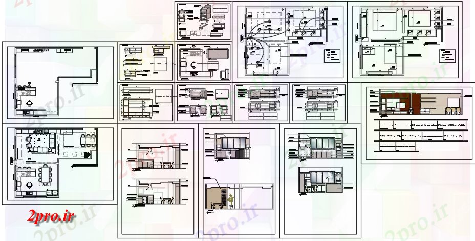 دانلود نقشه جزئیات داخلی نشیمن و آشپزخانه جزئیات (کد60064)