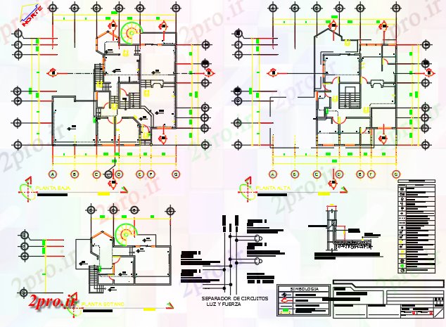 دانلود نقشه جزئیات ساخت و ساز جزئیات خانه گرادیان (کد60072)