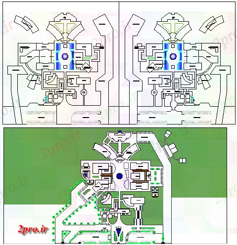 دانلود نقشه بیمارستان - درمانگاه - کلینیک طرحی در بیمارستان طرح 166 در 210 متر (کد60086)