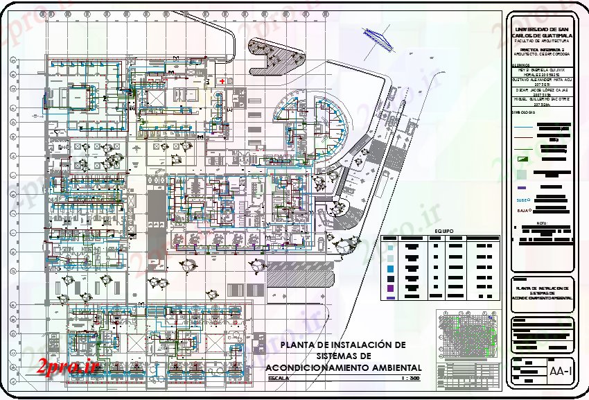 دانلود نقشه بیمارستان - درمانگاه - کلینیک تهویه مطبوع بیمارستان طراحی 113 در 128 متر (کد60094)