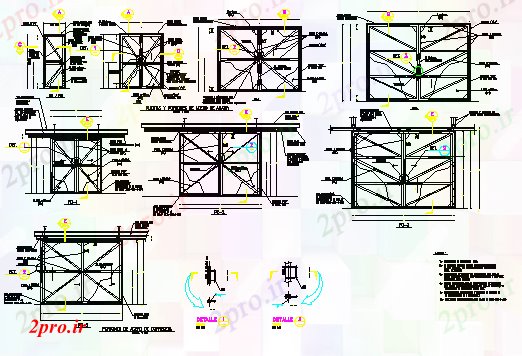 دانلود نقشه جزئیات طراحی در و پنجره  درب و دروازه تاشو طراحی فولاد (کد60109)