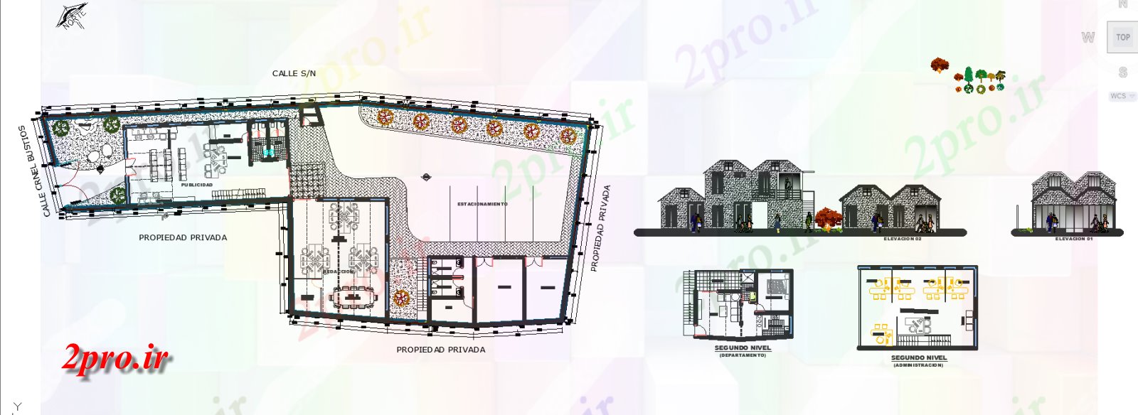 دانلود نقشه ساختمان اداری - تجاری - صنعتی دفتر مرکز روزنامه 20 در 50 متر (کد60121)