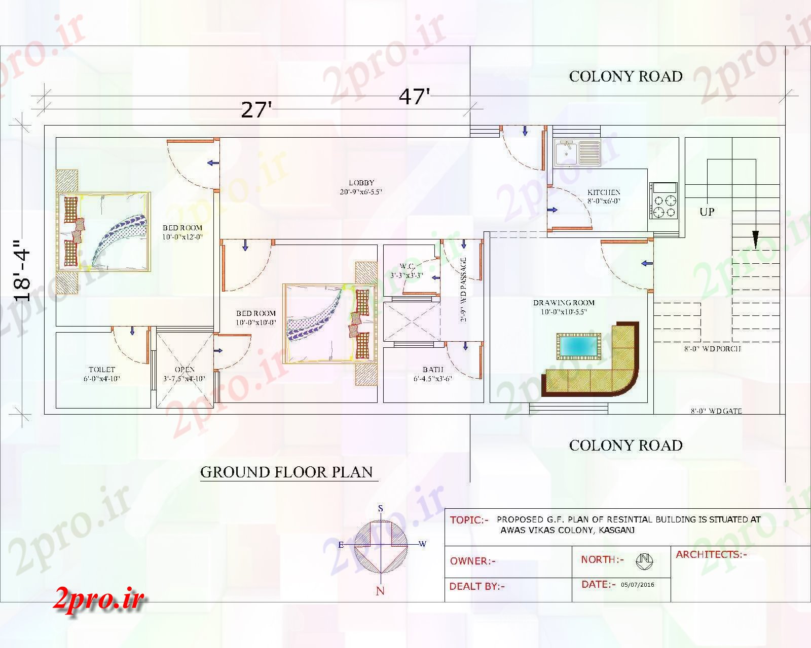 دانلود نقشه مسکونی ، ویلایی ، آپارتمان آخرین طرحی خانه 5 در 14 متر (کد60137)