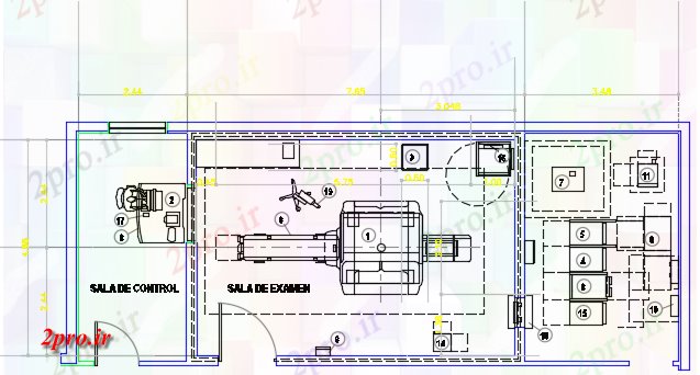 دانلود نقشه بیمارستان - درمانگاه - کلینیک Mriroom 5 در 8 متر (کد60260)