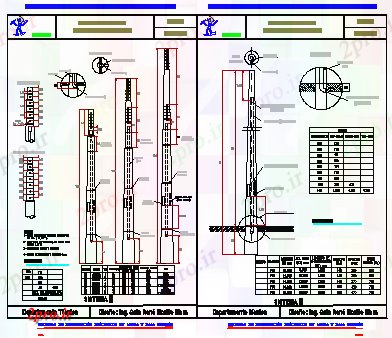 دانلود نقشه جزئیات ساختار بتن آرمه ولتاژ بالا طراحی قطب انتقال (کد60272)
