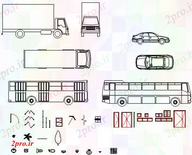 دانلود نقشه بلوک وسایل نقلیه بلوک های پویا (کد60279)